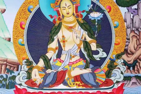 编号138-291391：彩绘唐卡-白度母（65*50CM左右）