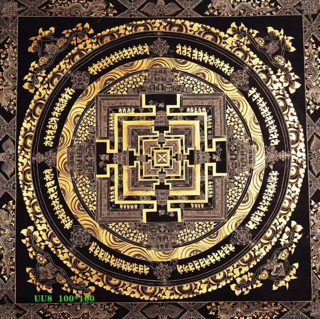 编号138-695006：黑金唐卡-时轮金刚坛城（100*100CM左右）