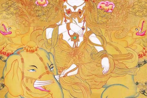 编号138-730470：黄金唐卡-普贤菩萨（75*50CM左右）