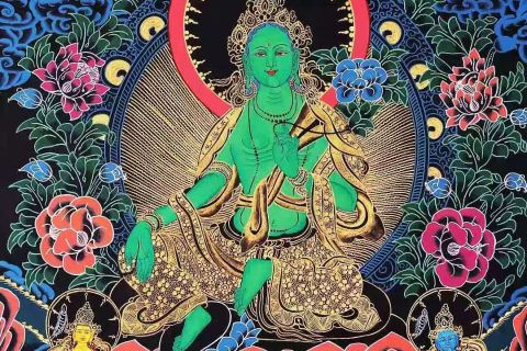 编号188-816254：彩绘唐卡-绿度母（62*46CM左右）
