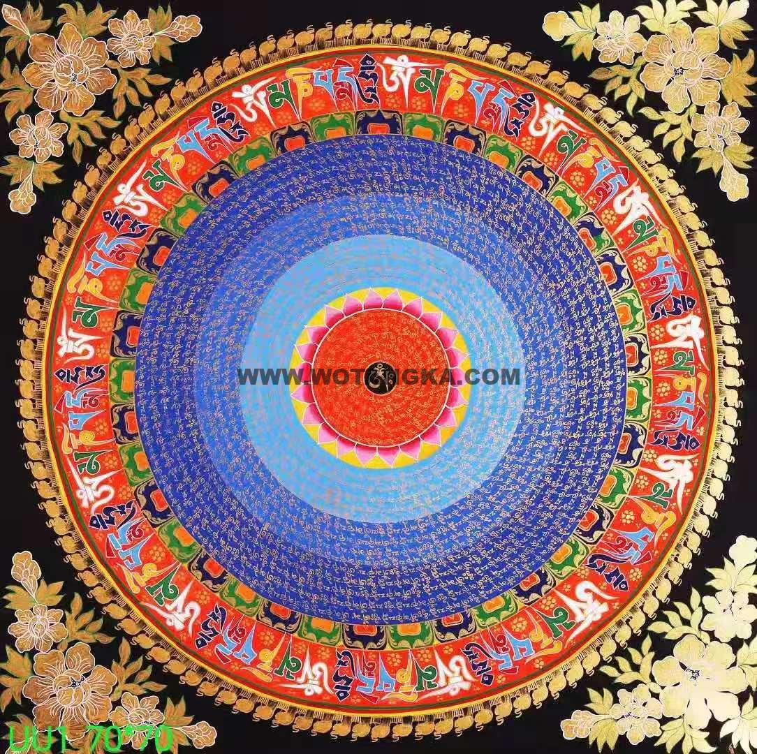 编号138-779843：彩绘唐卡-吉祥八宝坛城（70*70CM左右）