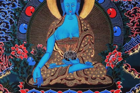 编号138-135519：彩绘唐卡-药师佛（60*44CM左右）