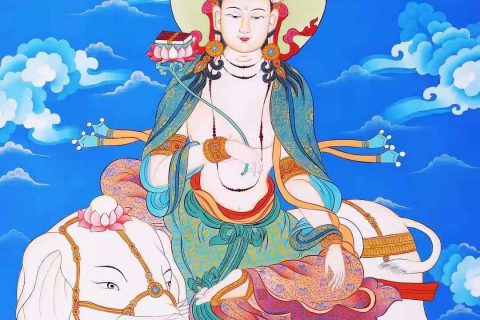 编号138-666018：彩绘唐卡-普贤菩萨（75*50CM左右）