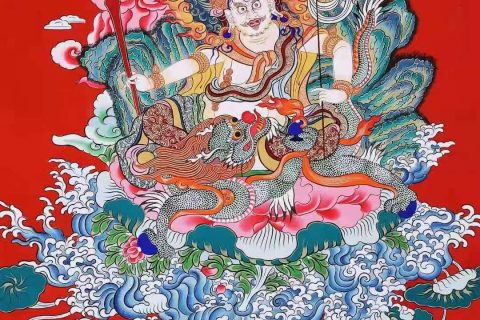 编号138-280305：红金唐卡-白财神（70*53CM左右）
