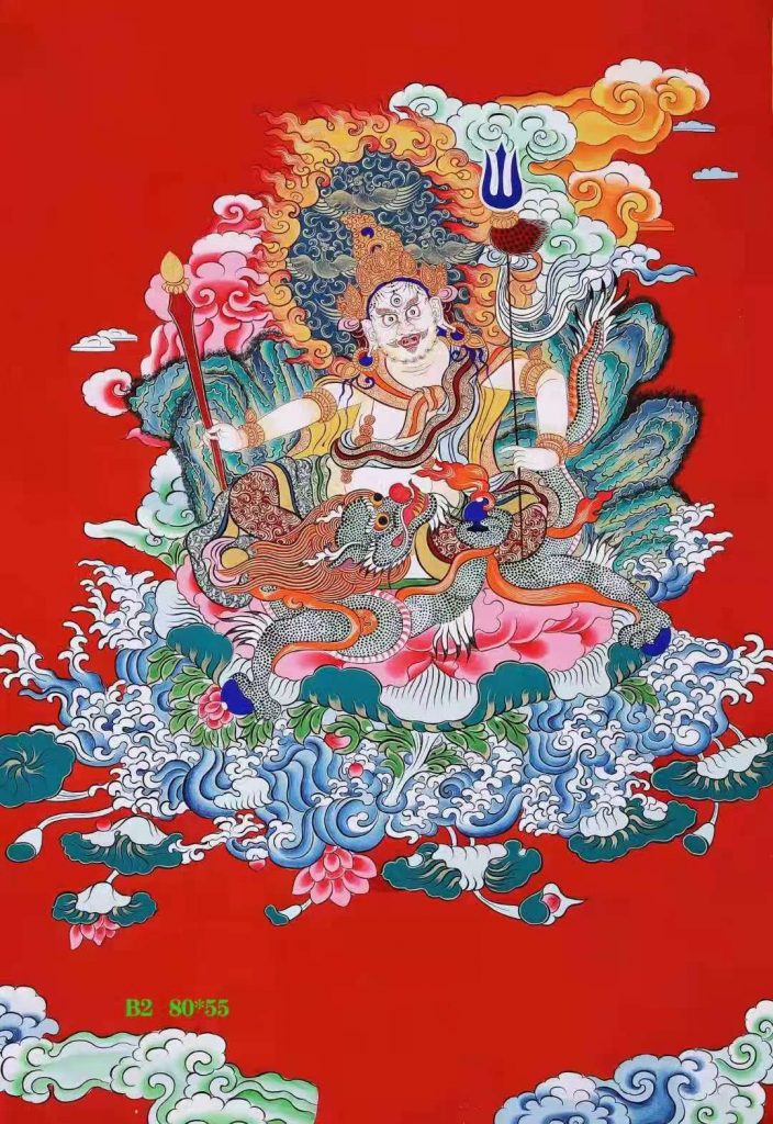 编号138-280305：红金唐卡-白财神（70*53CM左右）