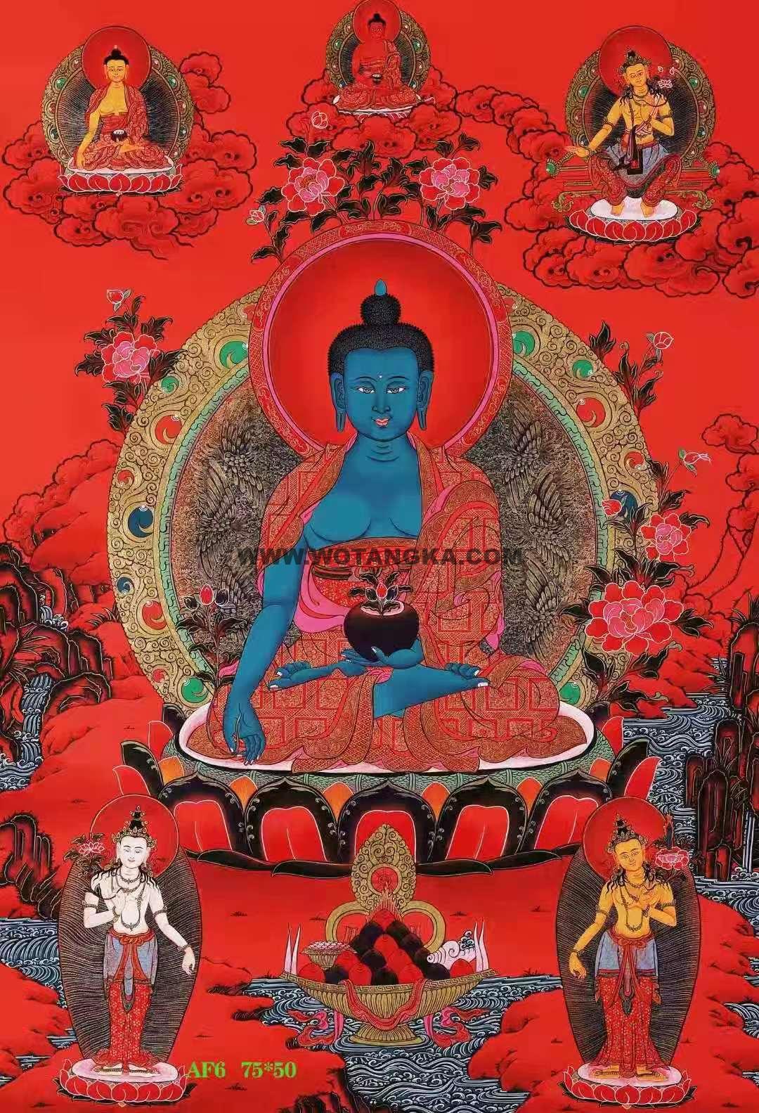 编号138-976424：红金唐卡-药师佛 （75*50CM左右）