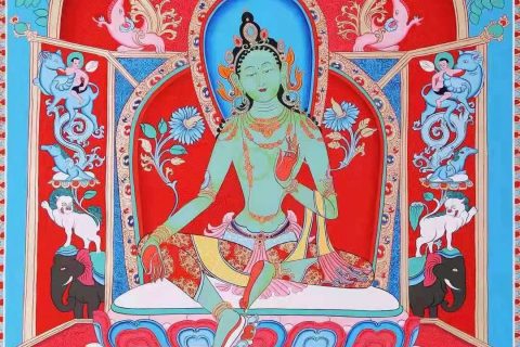 编号138-312046：彩绘唐卡-绿度母（100*75CM左右）