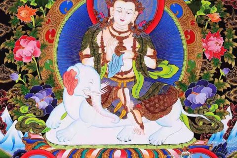 编号138-918699：彩绘唐卡-普贤菩萨（76*54CM左右）