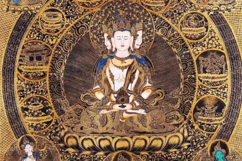 编号138-508145：黑金唐卡-大日如来（70*70CM左右）