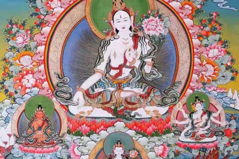 编号138-126497：彩绘唐卡-白度母（100*67CM左右）