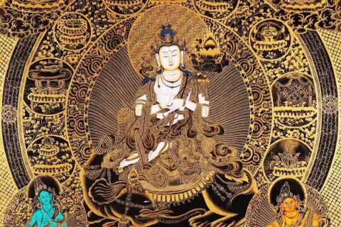 编号138-915763：黑金唐卡-普贤菩萨（70*70CM左右）