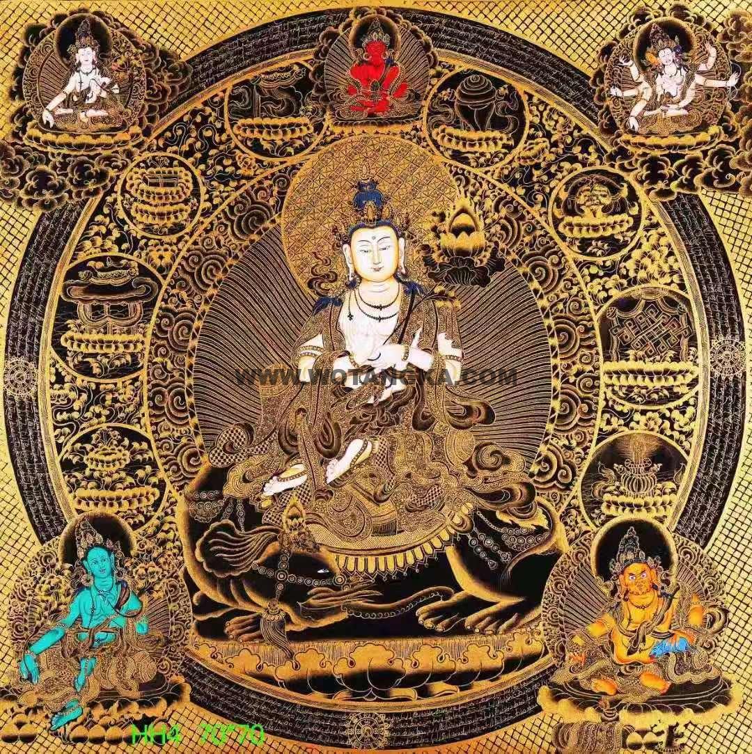 编号138-915763：黑金唐卡-普贤菩萨（70*70CM左右）