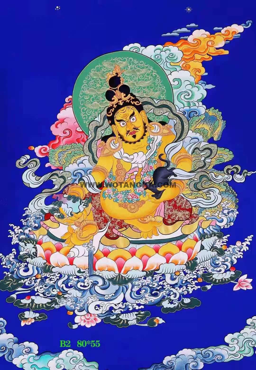 编号138-757863：蓝金唐卡-黄财神（70*53CM左右）