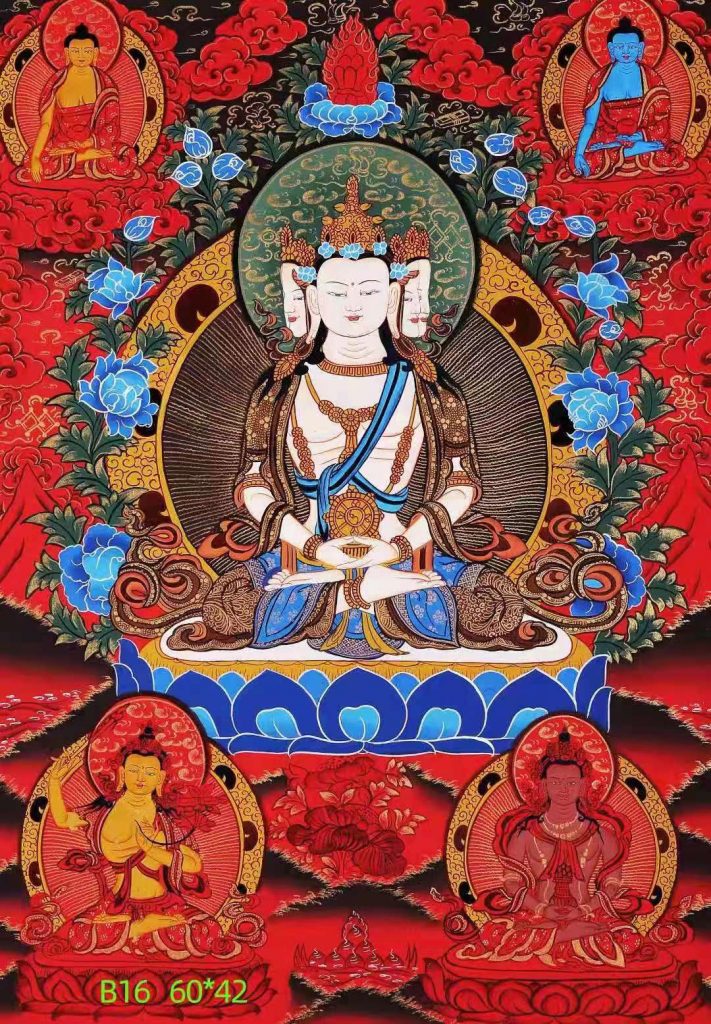 编号138-436590：红金唐卡-大日如来（60*42CM左右）