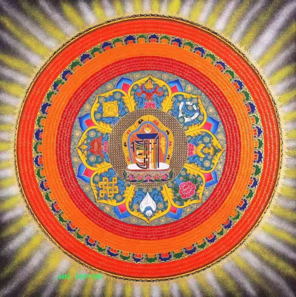 编号138-677977：彩绘唐卡-十相自在坛城（100*100CM左右）