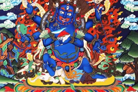 编号138-256769：彩绘唐卡-六臂玛哈嘎拉（75*55CM左右）