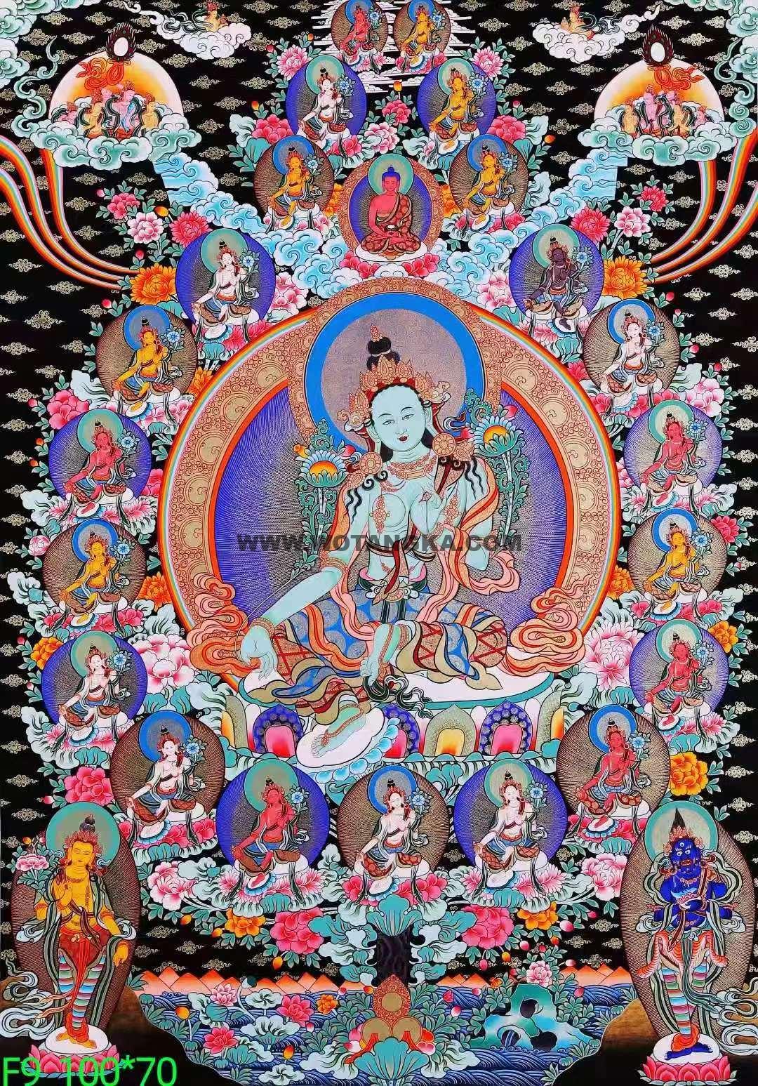 编号138-690626：彩绘唐卡-二十一度母（100*70CM左右）