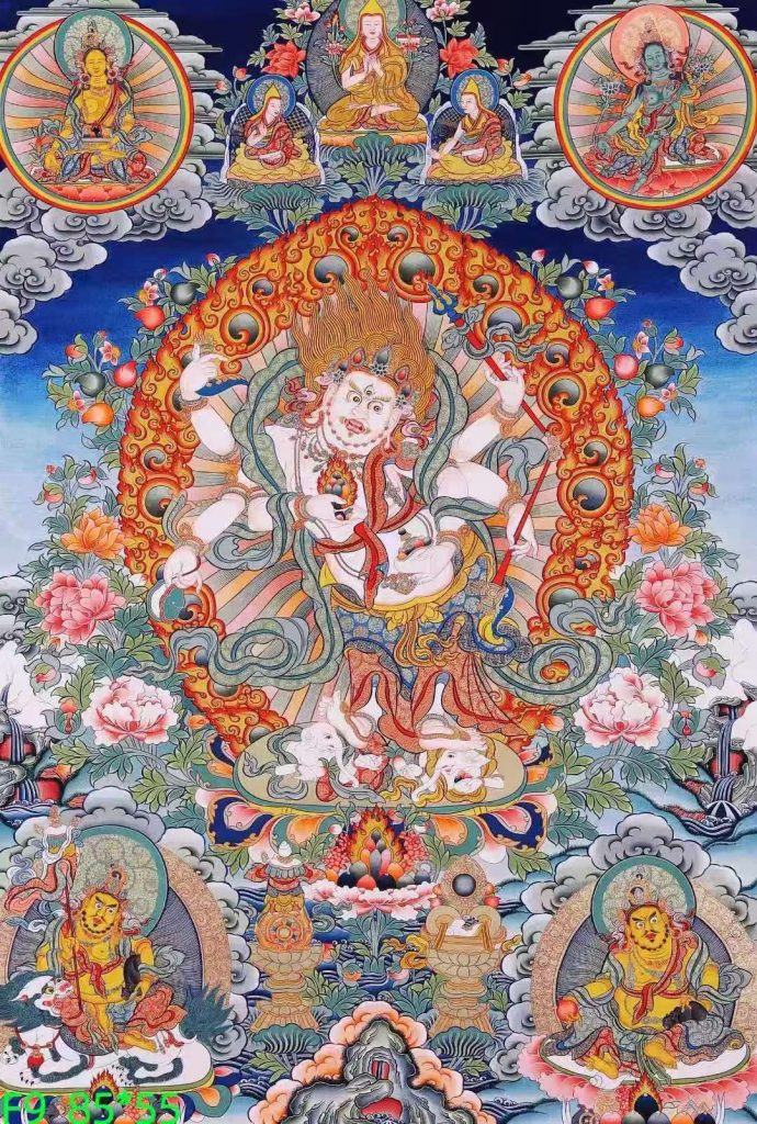 编号138-827147：彩绘唐卡-白六臂玛哈嘎拉（85*55CM左右）