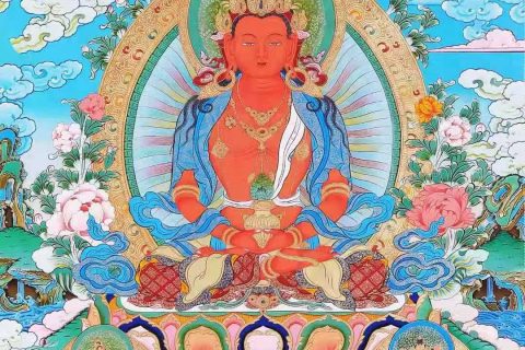 编号138-279240：彩绘唐卡-长寿佛（80*58CM左右）