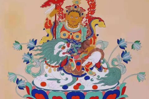 编号168-273017：彩绘唐卡-财宝天王（80*60CM左右）