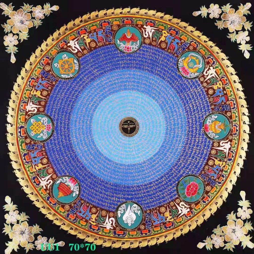 编号138-982832：彩绘唐卡-吉祥八宝坛城（70*70CM左右）