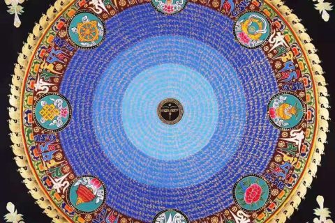 编号138-982832：彩绘唐卡-吉祥八宝坛城（70*70CM左右）