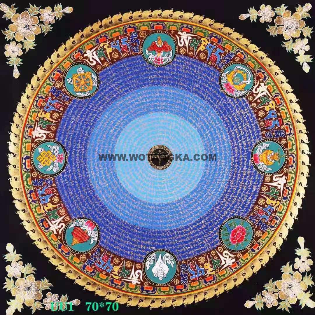 编号138-982832：彩绘唐卡-吉祥八宝坛城（70*70CM左右）