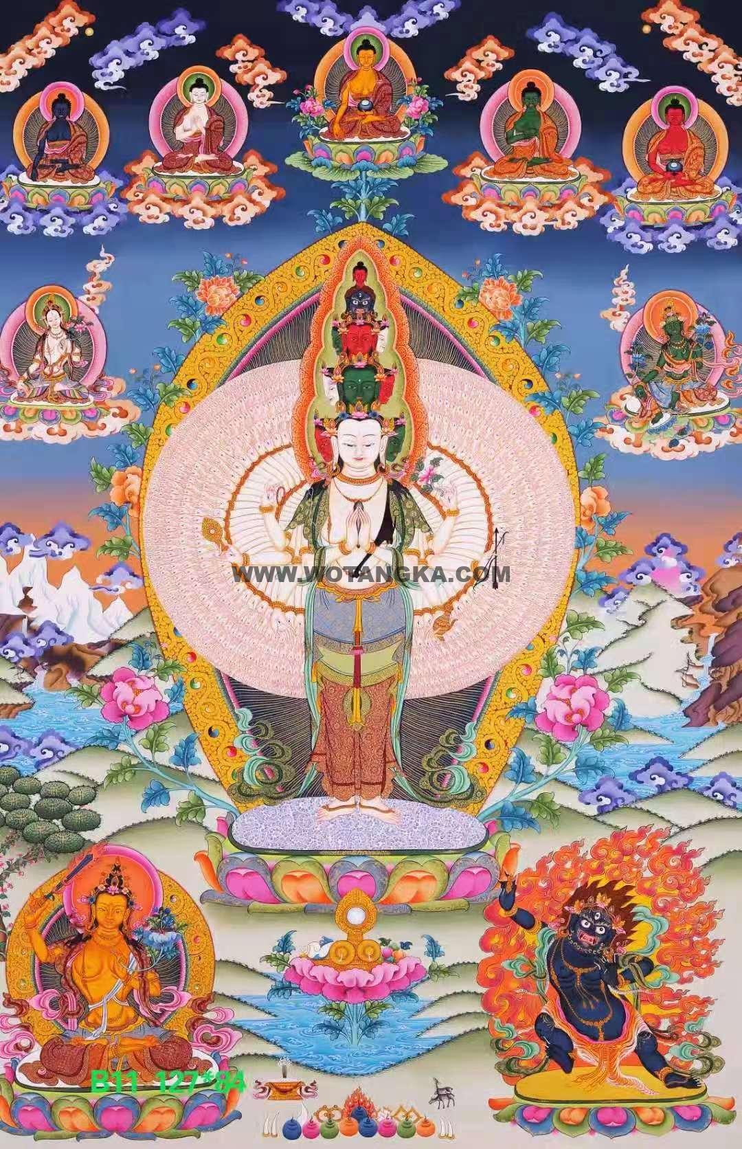 编号138-695961：彩绘唐卡-千手观音（127*84CM左右）