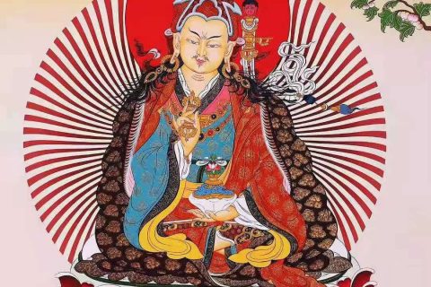 编号138-620881：彩绘唐卡-莲花生大士（68*50CM左右）