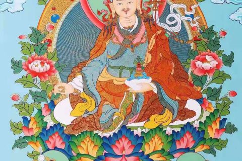编号138-910781：彩绘唐卡-莲花生大士（75*50CM左右）
