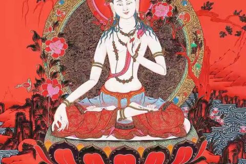 编号138-784395：红金唐卡-白度母（76*50CM左右）
