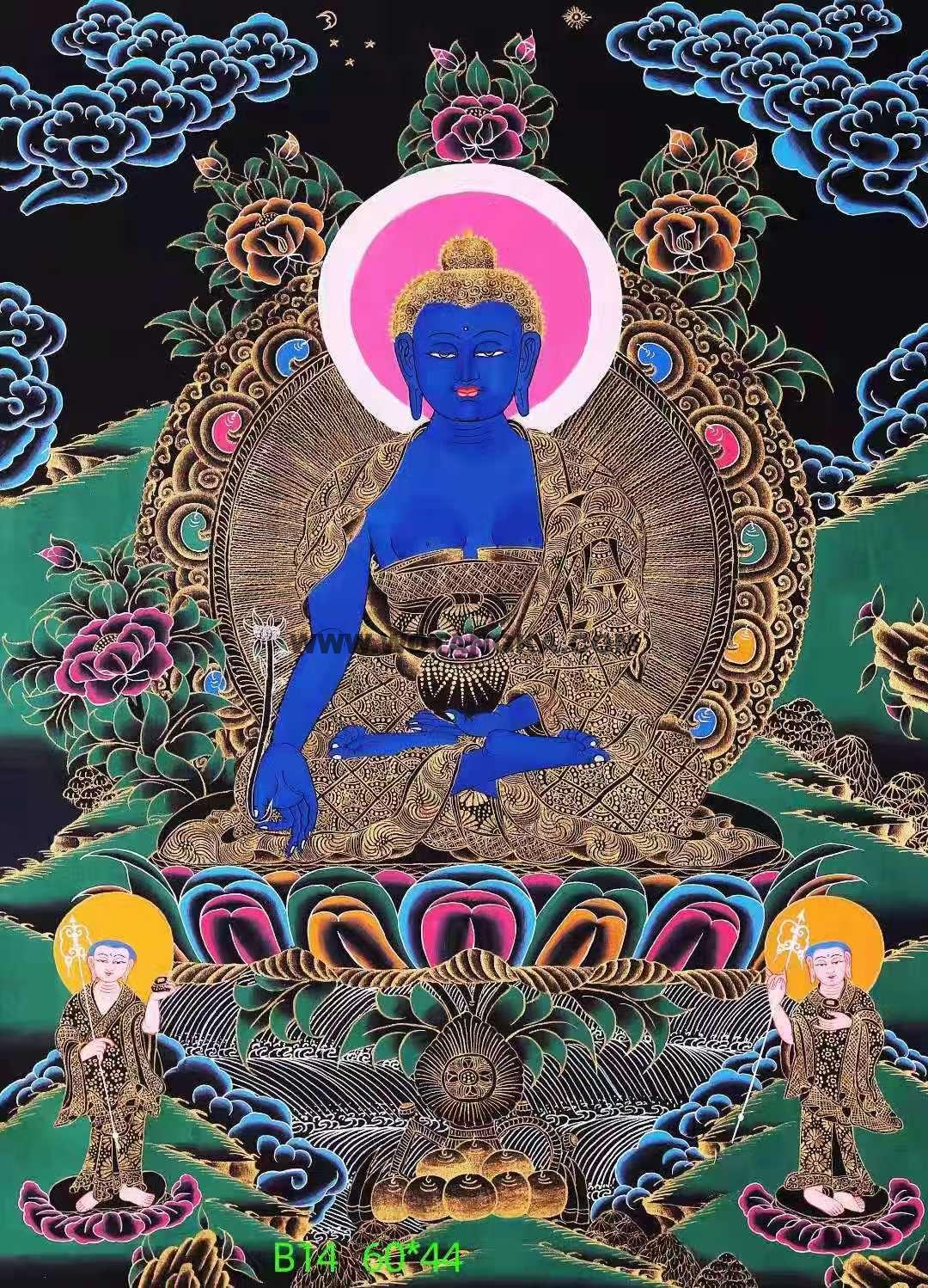 编号138-409235：彩绘唐卡-药师佛（60*44CM左右）