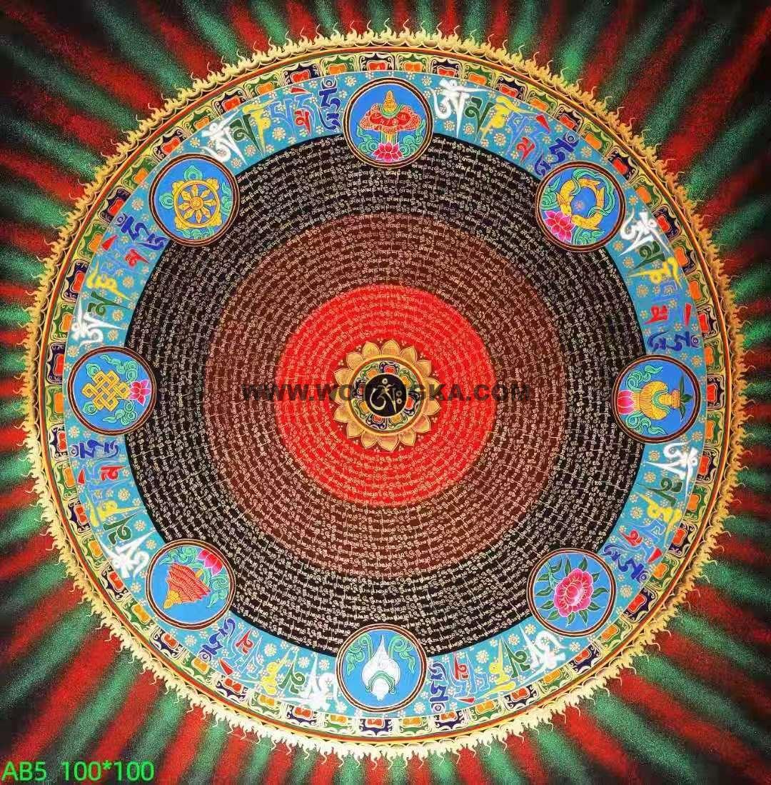 编号138-276744：彩绘唐卡-吉祥八宝坛城（100*100CM左右）