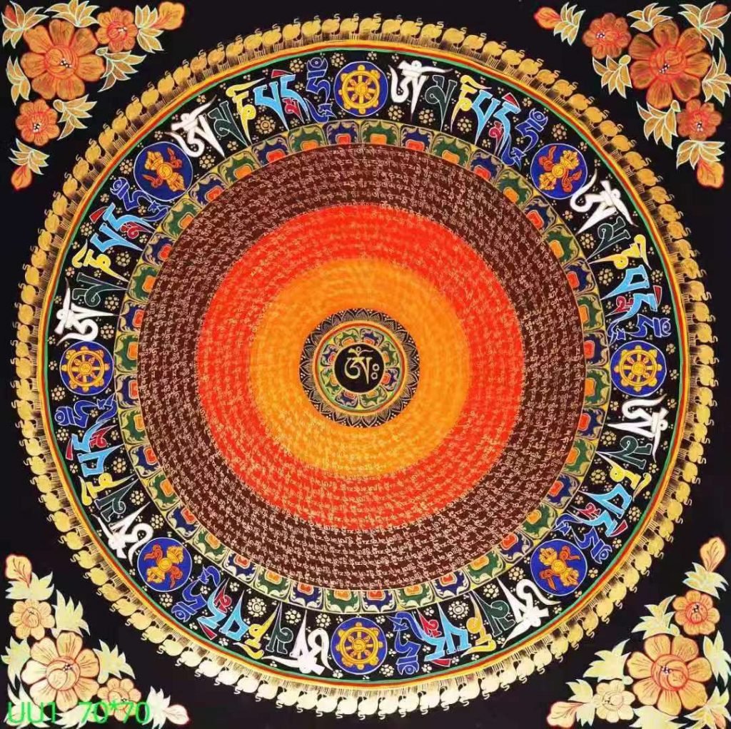 编号138-897280：彩绘唐卡-吉祥八宝坛城（70*70CM左右）