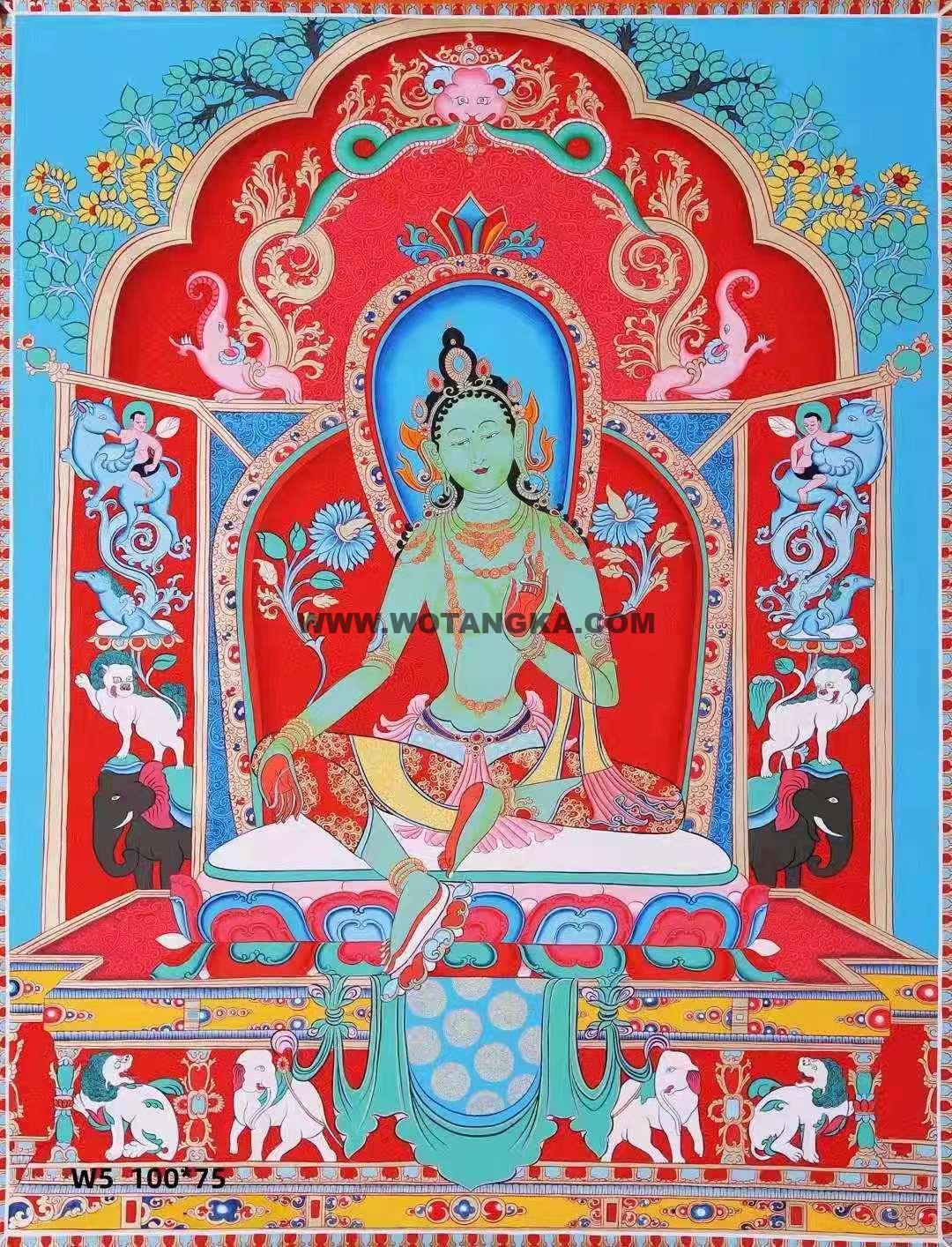 编号138-443162：彩绘唐卡-绿度母（100*75CM左右）