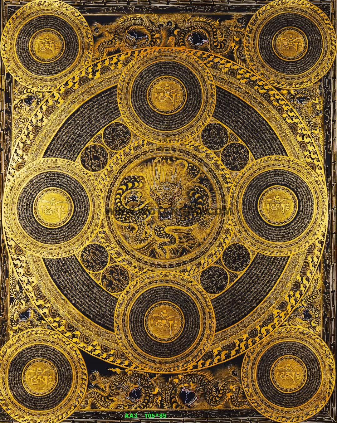 编号138-329517：黑金唐卡-龙坛城（105*85CM左右）