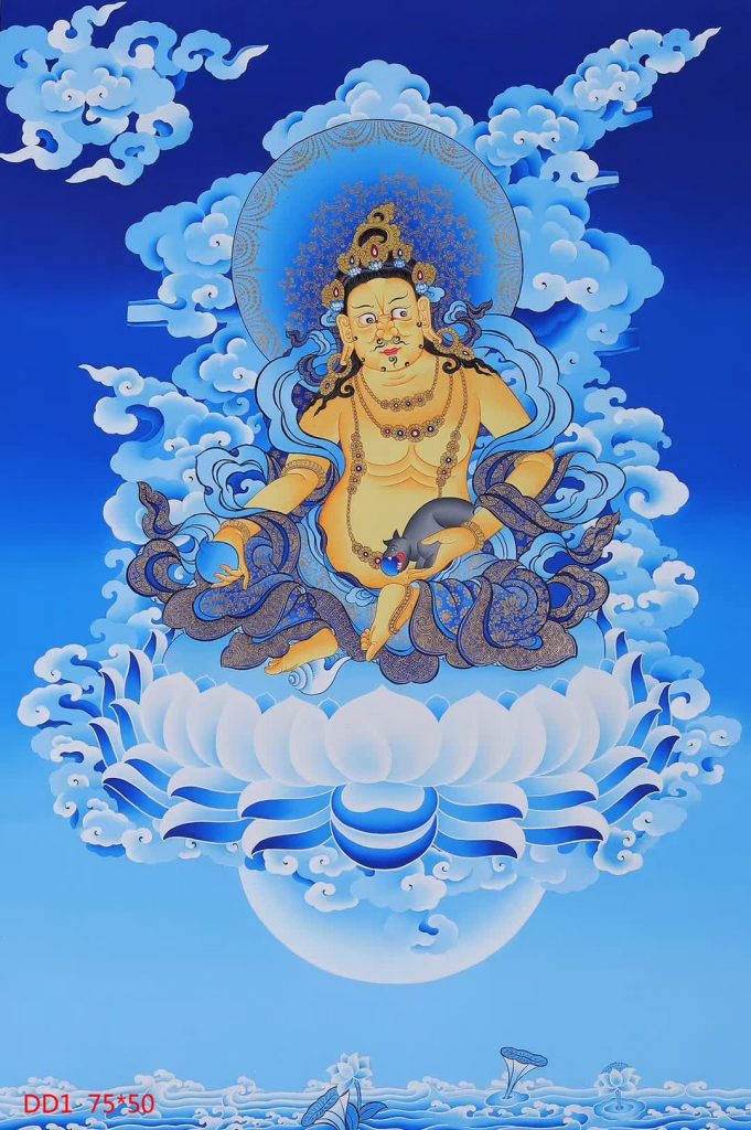 编号188-775185：蓝金唐卡-黄财神（75*50CM左右）