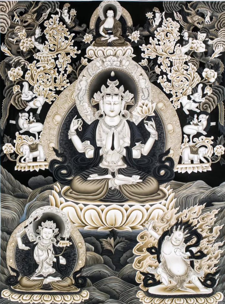编号188-432509：彩绘唐卡-四臂观音（75*55CM左右）