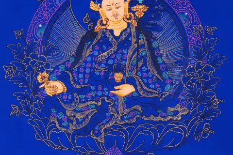 编号188-668682：蓝金唐卡-莲花生大士（60*45CM左右）