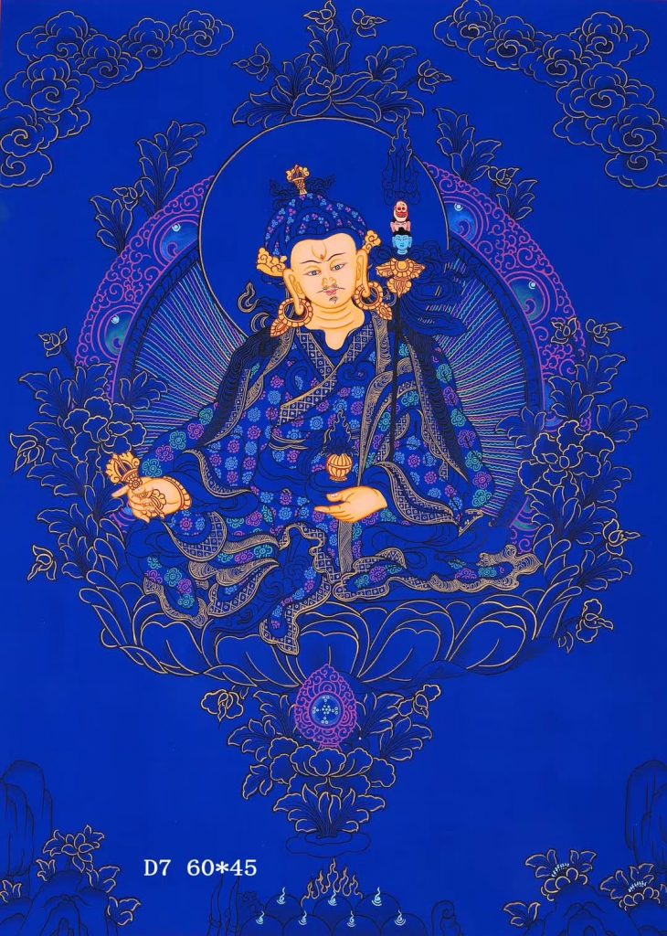 编号188-668682：蓝金唐卡-莲花生大士（60*45CM左右）