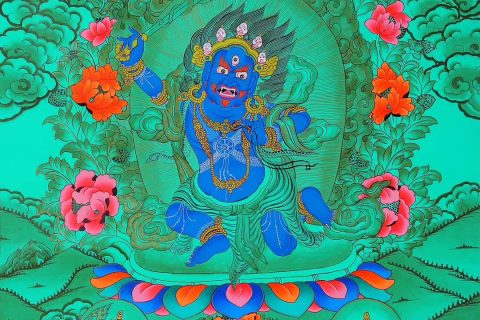 编号188-204094：绿金唐卡-不动明王（75*50CM左右）