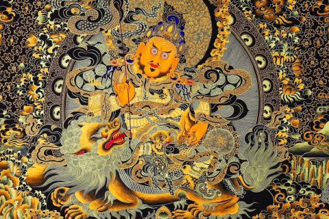 编号138-298812：黑金唐卡-财宝天王（120*85CM左右）