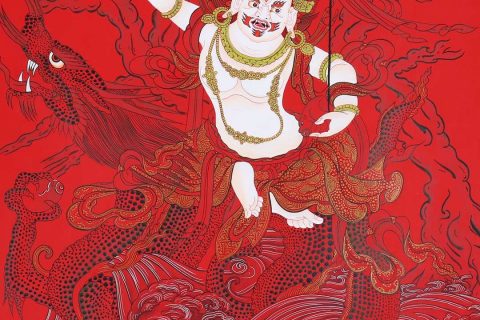 编号188-660902：红金唐卡-白财神（60*45CM左右）