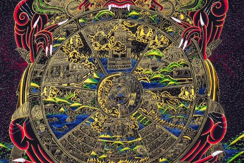 编号188-100970：黑金唐卡-六道轮回（135*100CM左右）