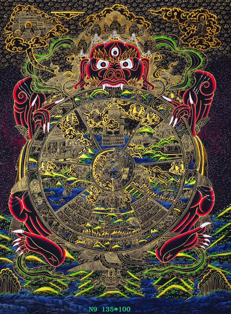 编号188-100970：黑金唐卡-六道轮回（135*100CM左右）
