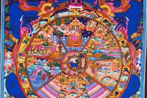 编号188-390452：彩绘唐卡-六道轮回（50*37CM左右）