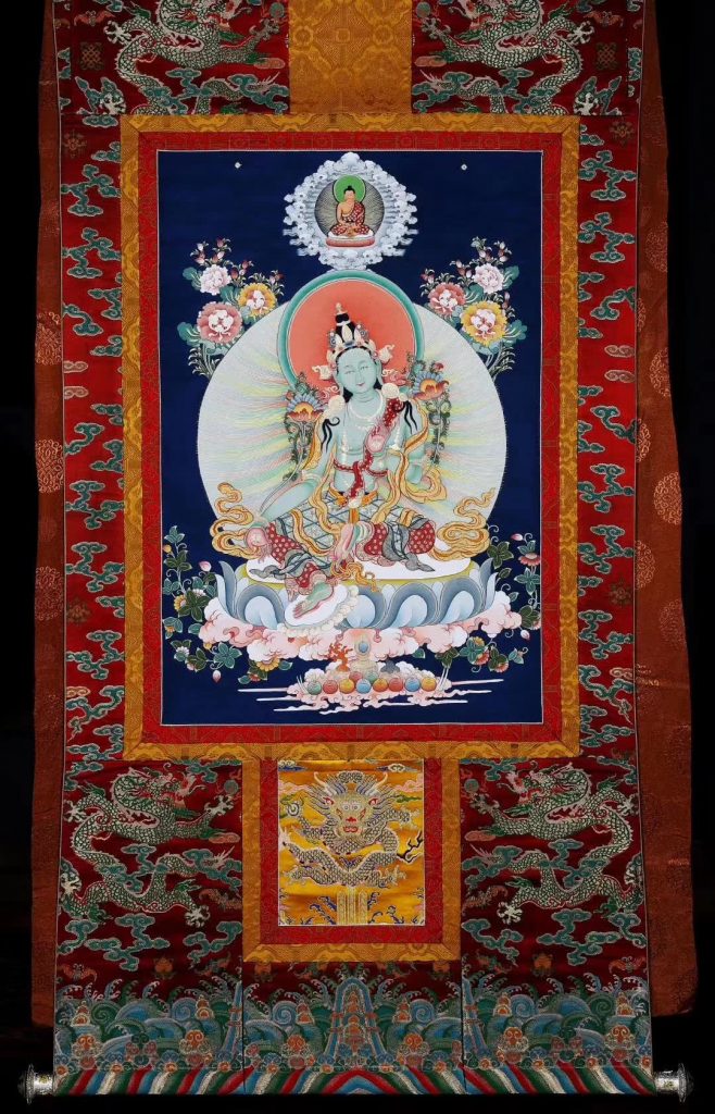 编号138-256579：彩绘唐卡-绿度母（90*60CM左右）