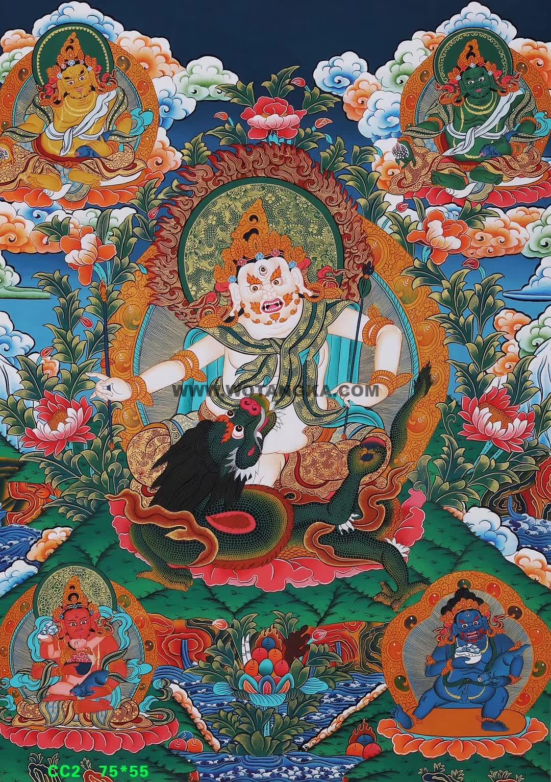 编号188-398906：彩绘唐卡-五方财神（75*55CM左右）