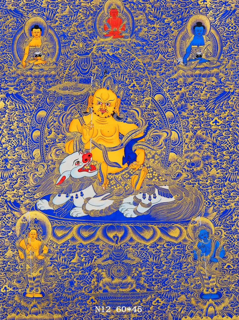 编号188-880646：蓝金唐卡-财宝天王（60*45CM左右）