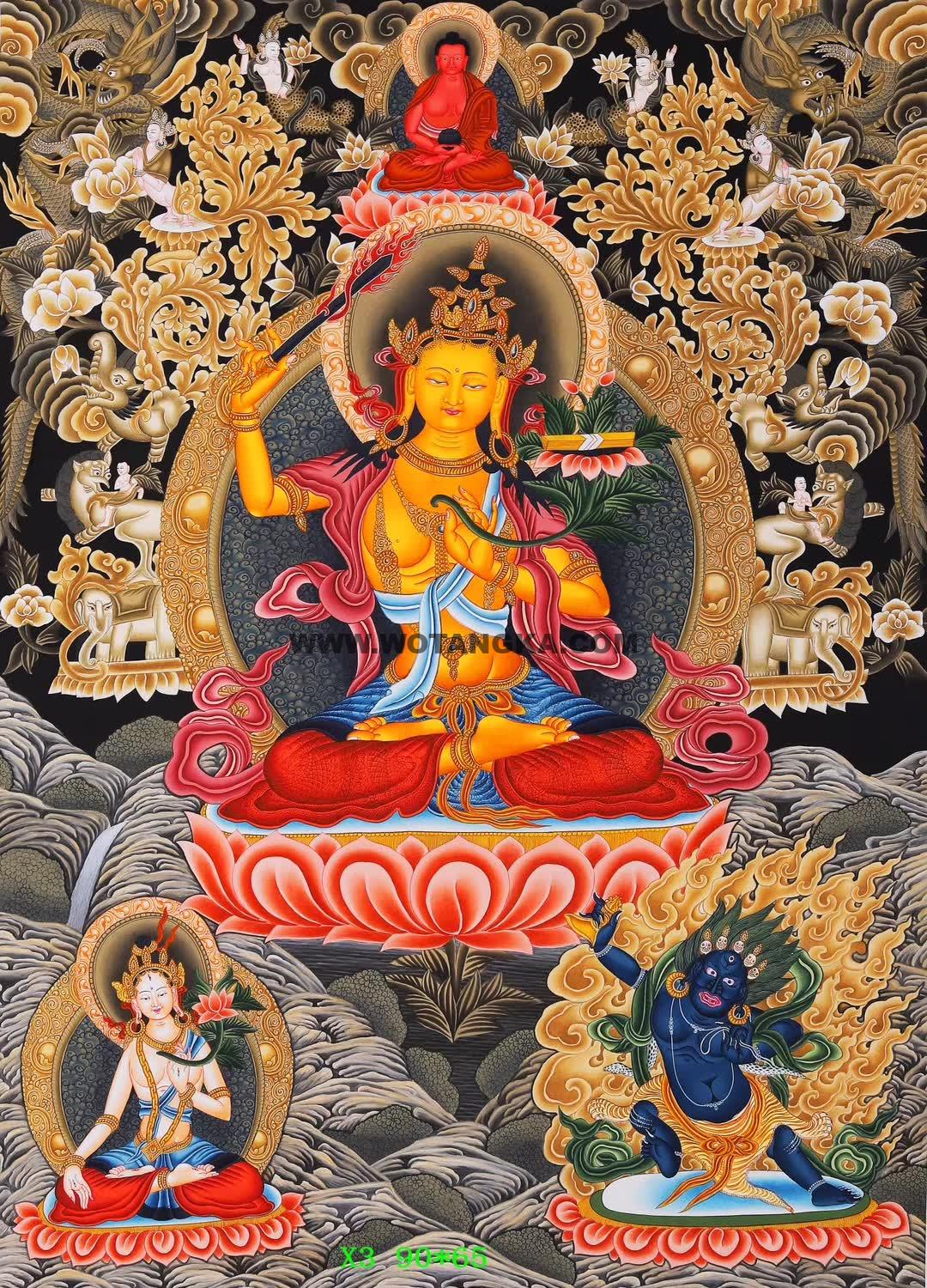 编号188-406944：彩绘唐卡-文殊菩萨（90*65CM左右）